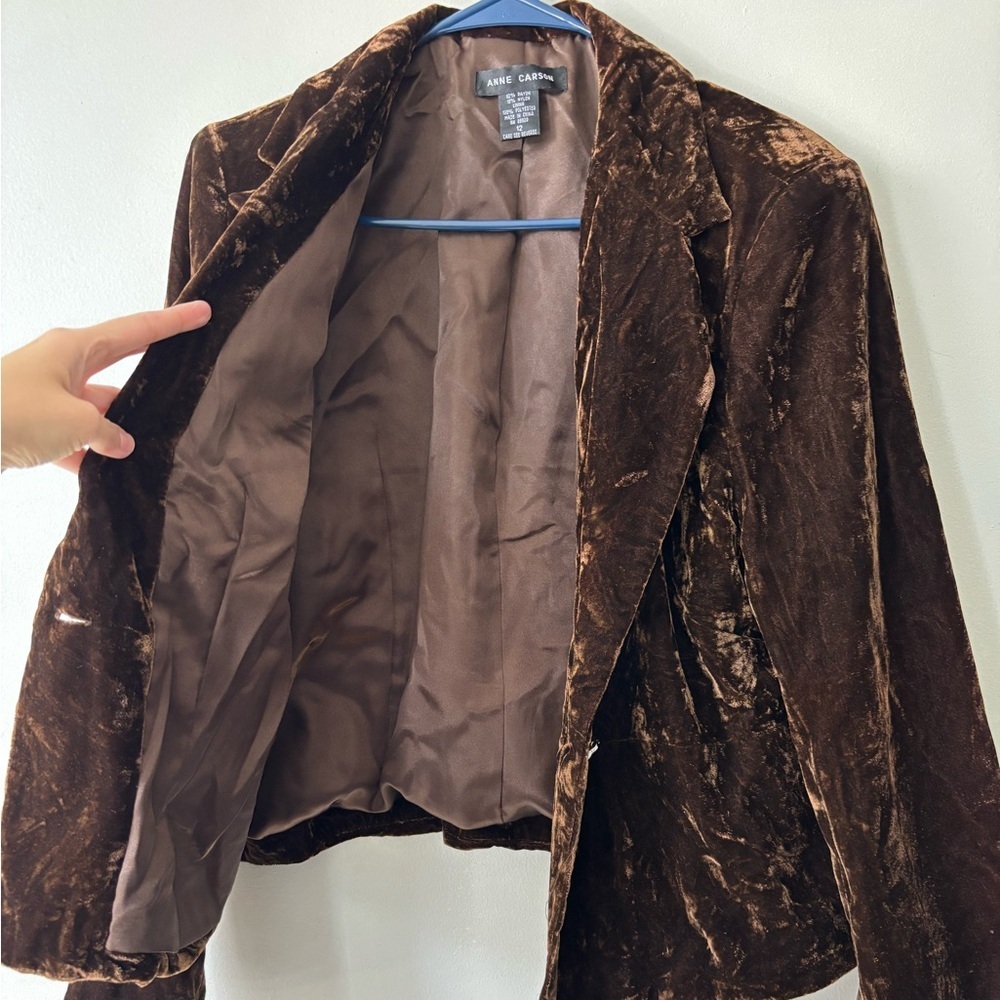 Y2K Fairycore Brown Velvet Veloir Jacket Fairy Indie Whymsigoth Medium Blazer - Picture 9 of 11